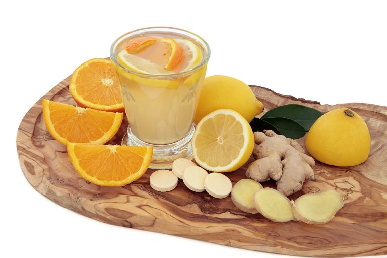 a vitamin health tonic with oranges